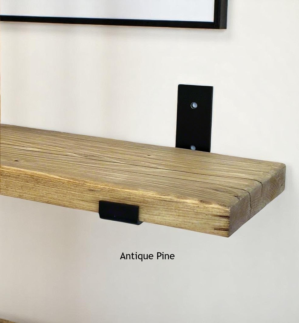 Rustic Wall Shelves, made by hand with Reclaimed Wood and Industrial Metal Brackets