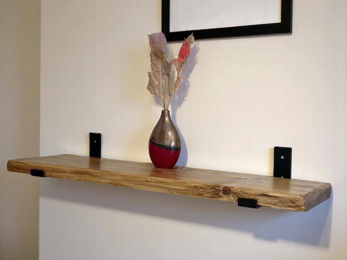 Rustic Wall Shelves, made by hand with Reclaimed Wood and Industrial Metal Brackets