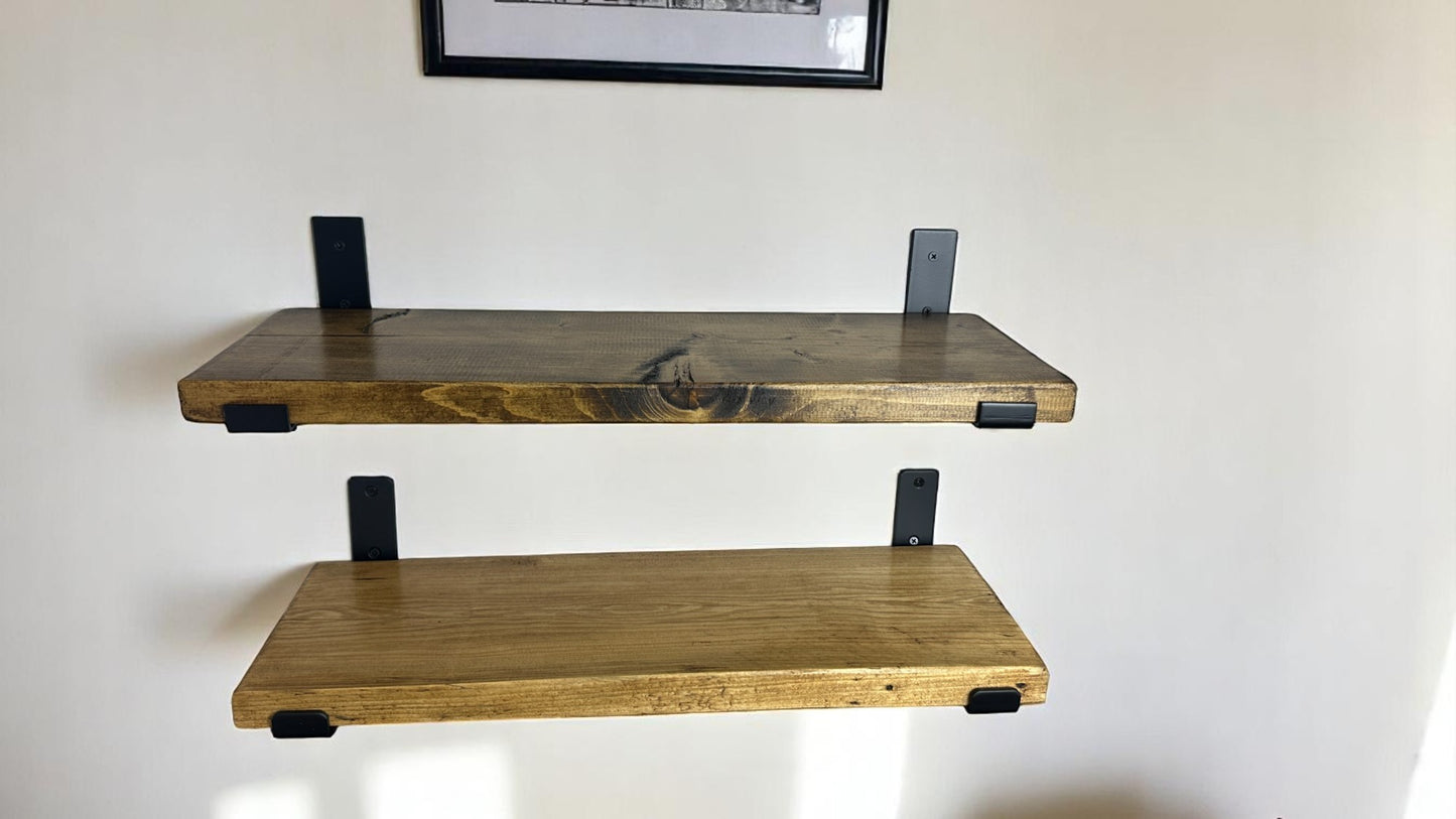 Rustic Wall Shelves, made by hand with Reclaimed Wood and Industrial Metal Brackets