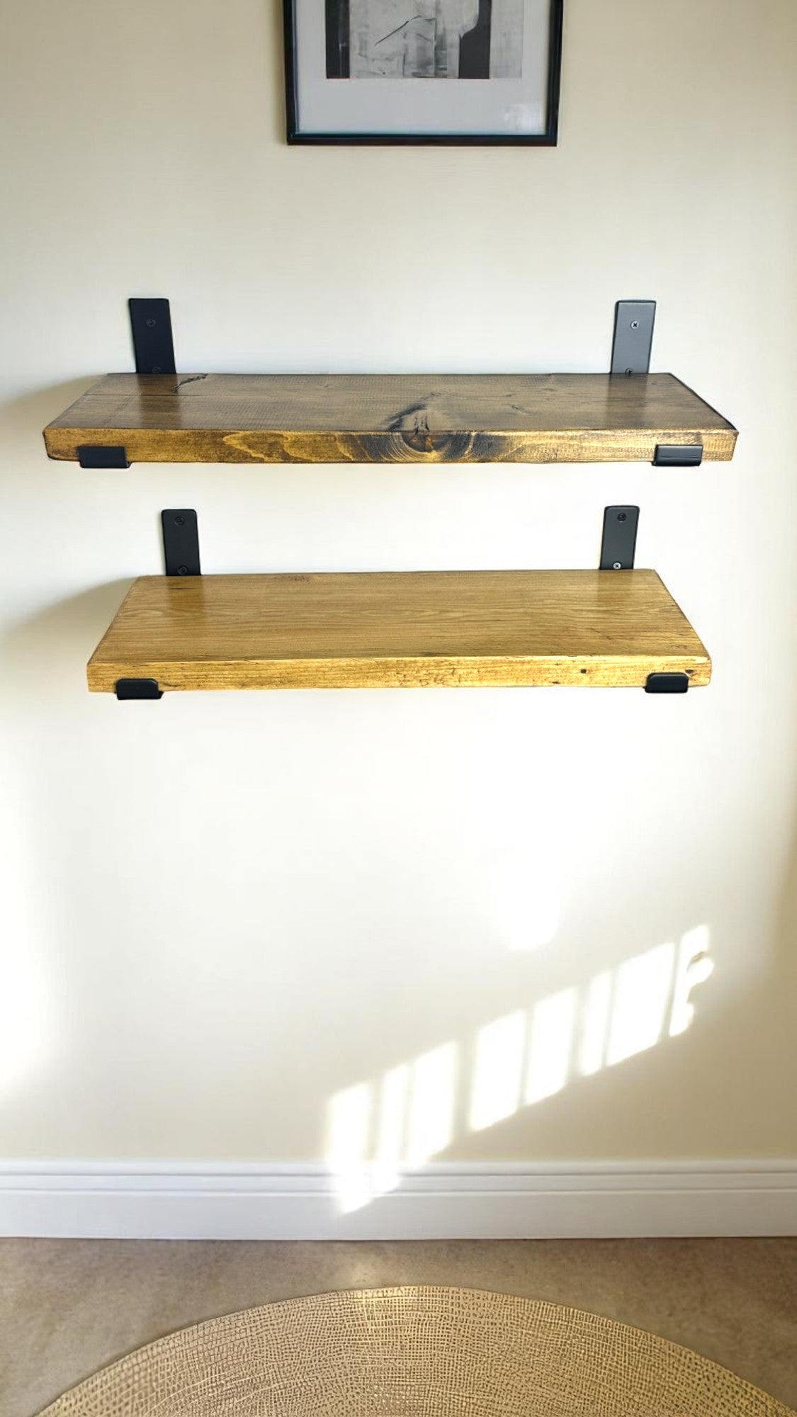 Rustic Wall Shelves, made by hand with Reclaimed Wood and Industrial Metal Brackets