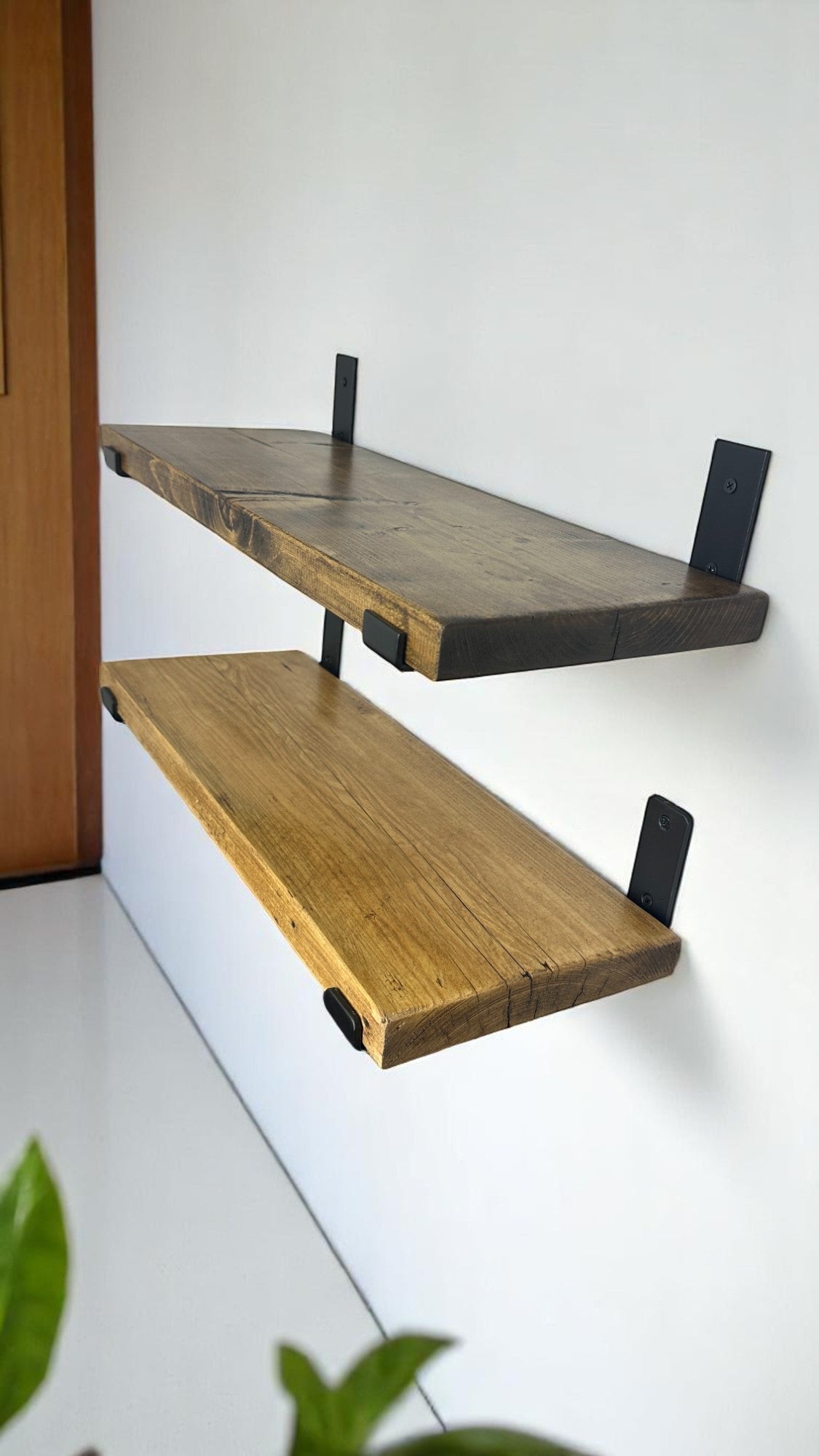 Rustic Wall Shelves, made by hand with Reclaimed Wood and Industrial Metal Brackets