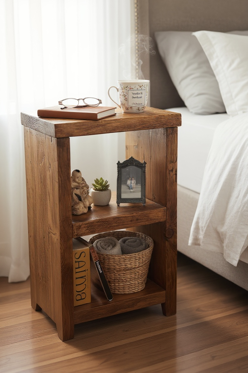 Reclaimed Wood Side Table | Nightstand | Handmade UK