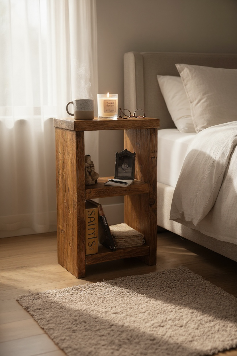 Reclaimed Wood Side Table | Nightstand | Handmade UK