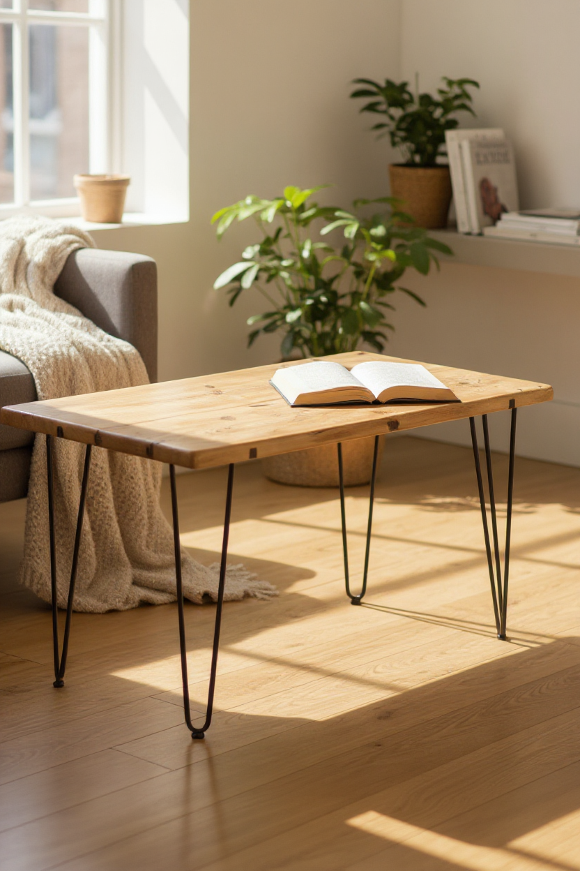 Reclaimed Wood Coffee Table | Black Hairpin Legs | UK Made