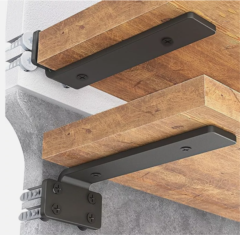 Reclaimed Oak Floating Shelves with Industrial Brackets | Free UK Delivery