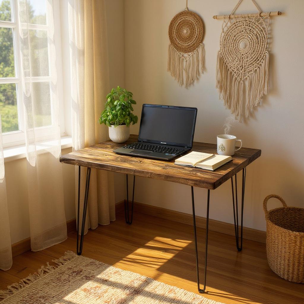 Rustic reclaimed timber desk with wax finish