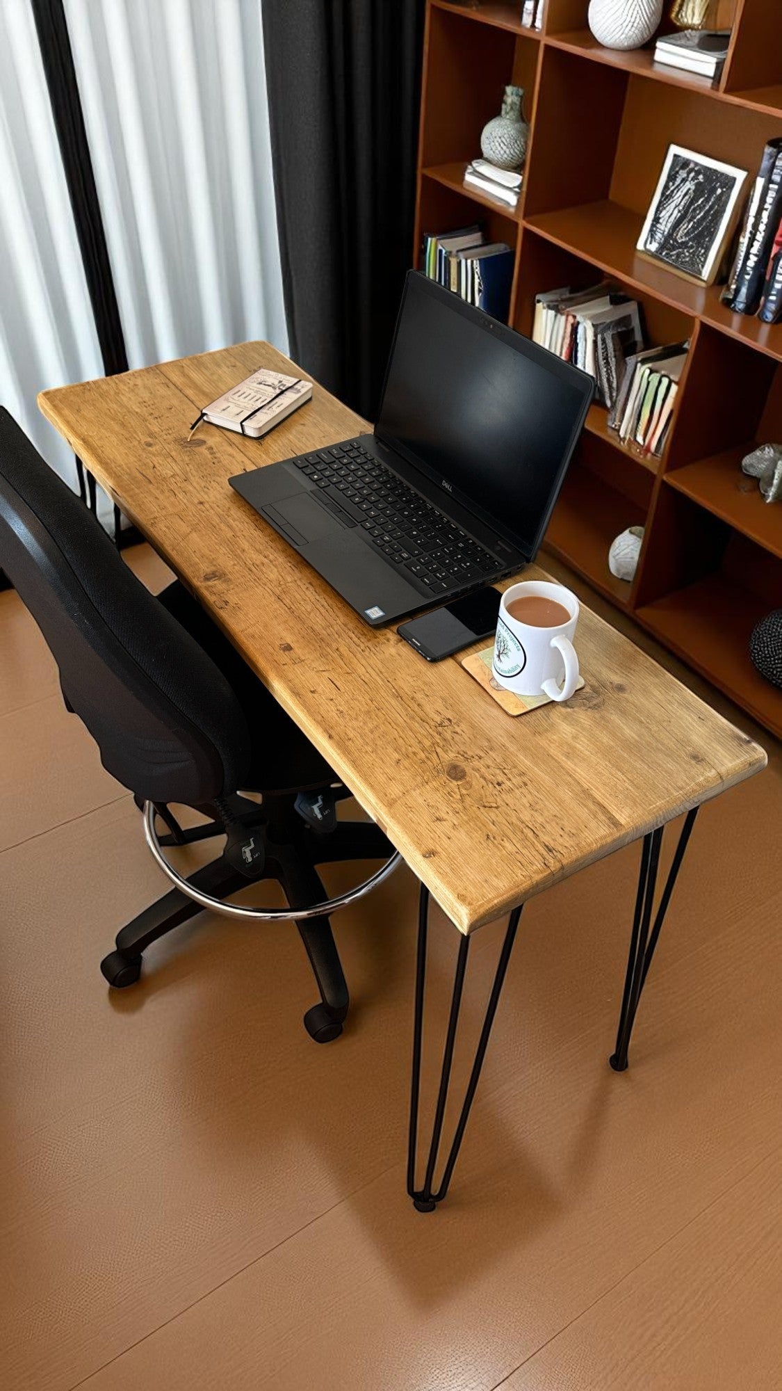 Handmade rustic reclaimed wood desk for small spaces