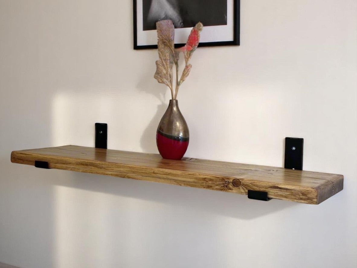Rustic Wall Shelves, made by hand with Reclaimed Wood and Industrial Metal Brackets