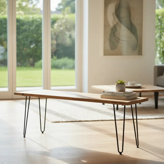 Reclaimed Wood Dining Bench | Hairpin Legs | UK Made