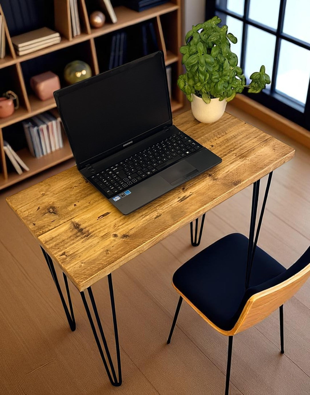 Rustic reclaimed wood laptop desk handmade and sustainable