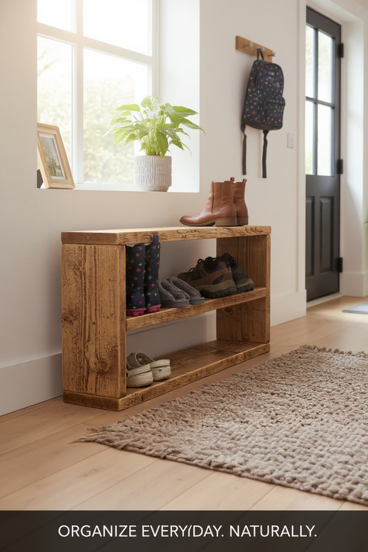Rustic Reclaimed Wood Shoe Rack | Handmade Storage Unit | UK Made