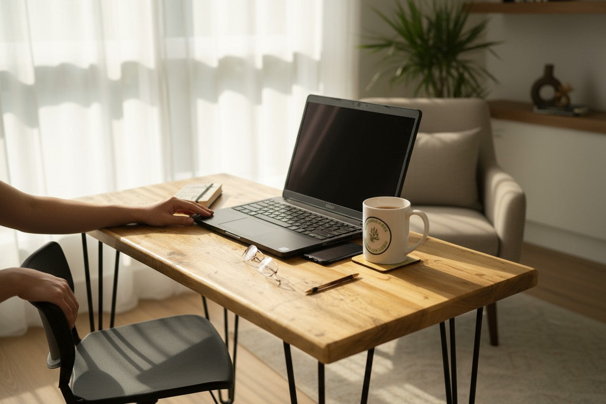 Real Wood Industrial Home Office Desk | Hairpin Legs | UK Made