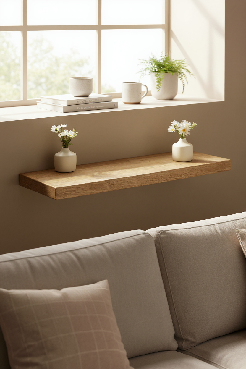 Reclaimed Oak Floating Shelves with Industrial Brackets | Free UK Delivery