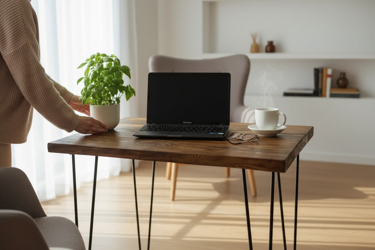 Real Wood Industrial Home Office Desk | Hairpin Legs | UK Made