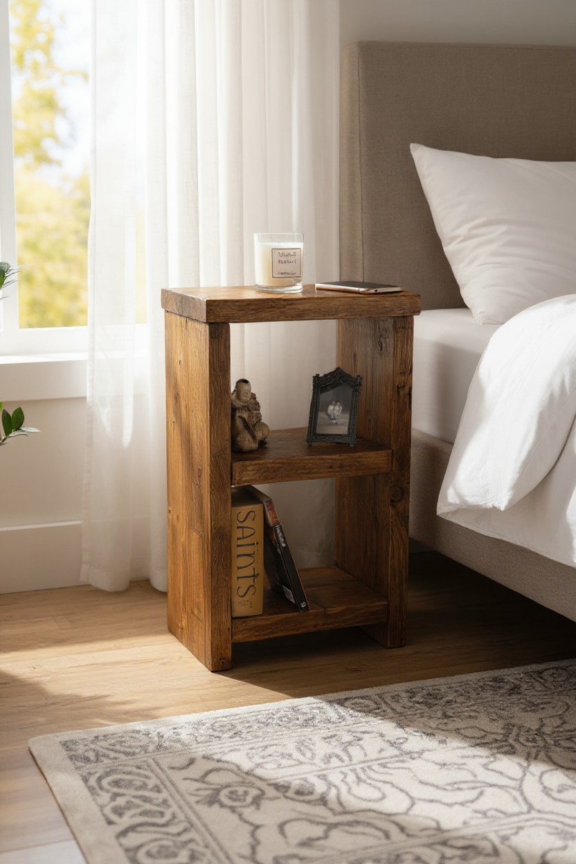 Reclaimed Wood Side Table | Nightstand | Handmade UK