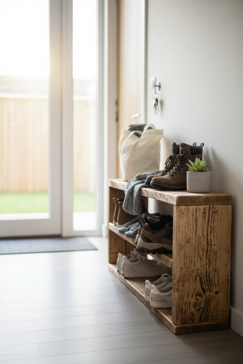 Rustic Reclaimed Wood Shoe Rack | Handmade Storage Unit | UK Made