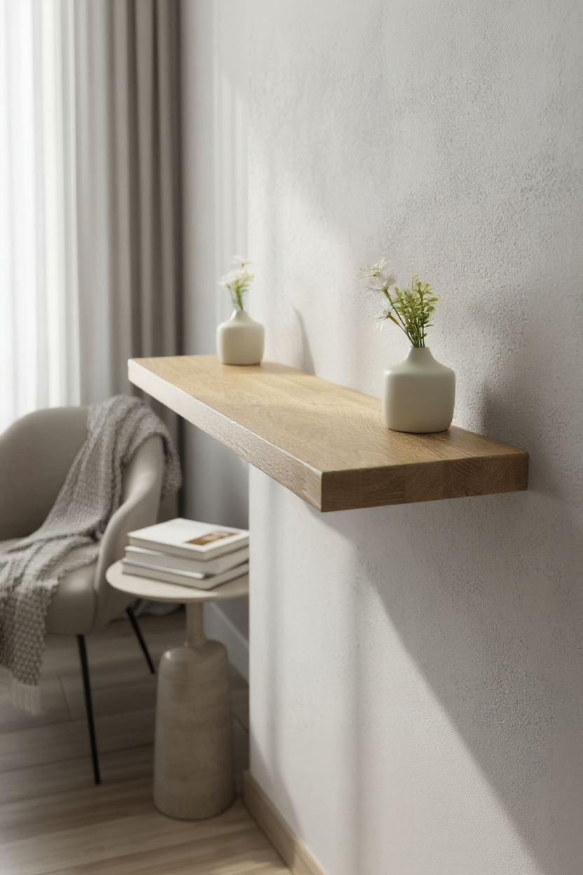 Reclaimed Oak Floating Shelves with Industrial Brackets | Free UK Delivery