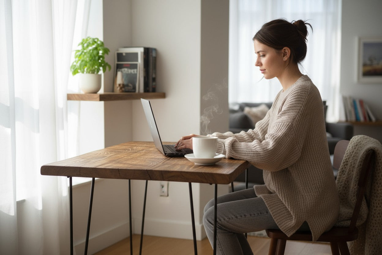Real Wood Industrial Home Office Desk | Hairpin Legs | UK Made