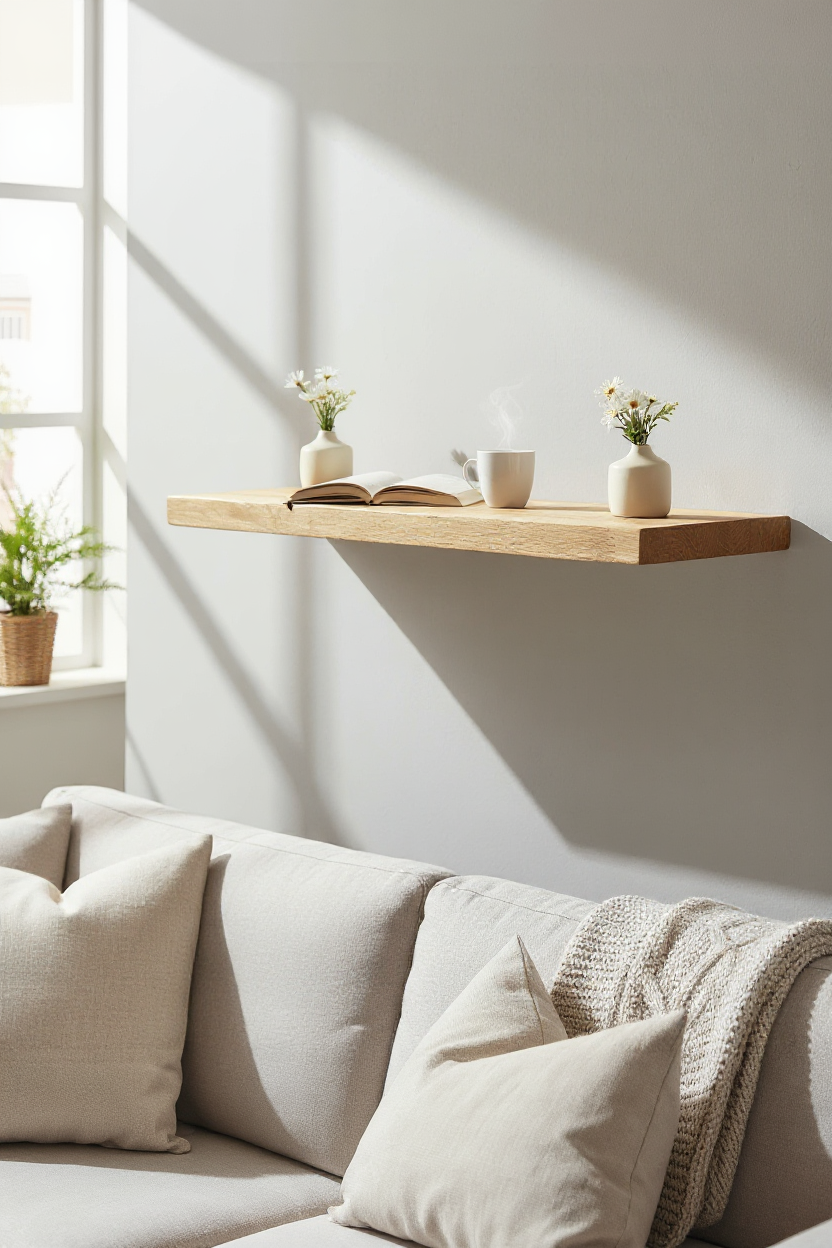 Reclaimed Oak Floating Shelves with Industrial Brackets | Free UK Delivery