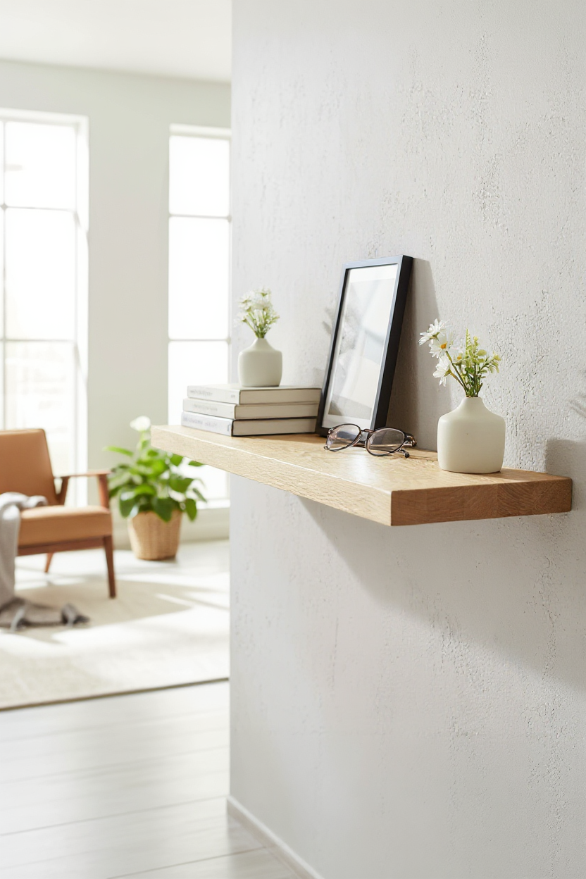 Reclaimed Oak Floating Shelves with Industrial Brackets | Free UK Delivery