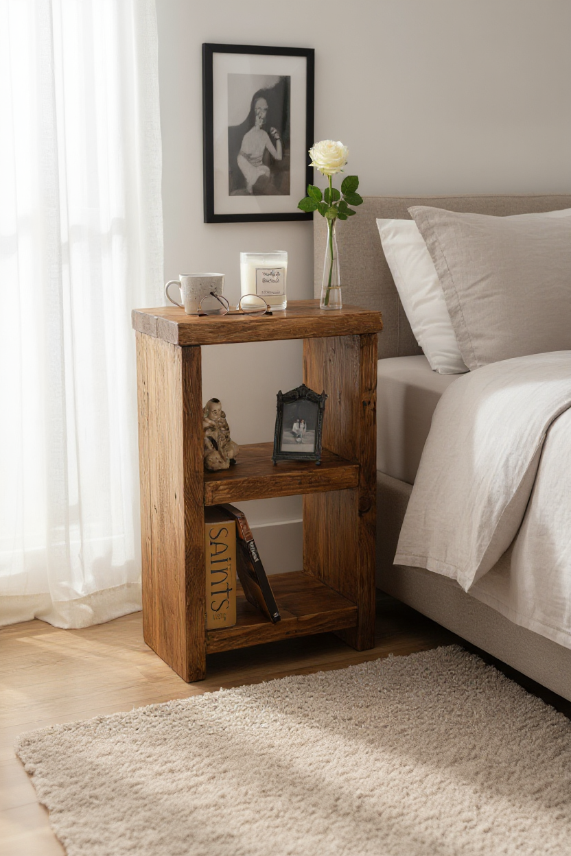 Reclaimed Wood Side Table | Nightstand | Handmade UK