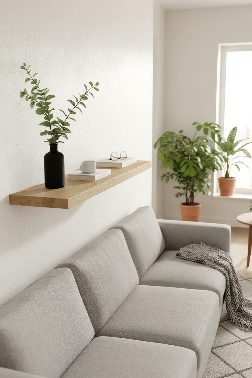 Reclaimed Oak Floating Shelves with Industrial Brackets | Free UK Delivery