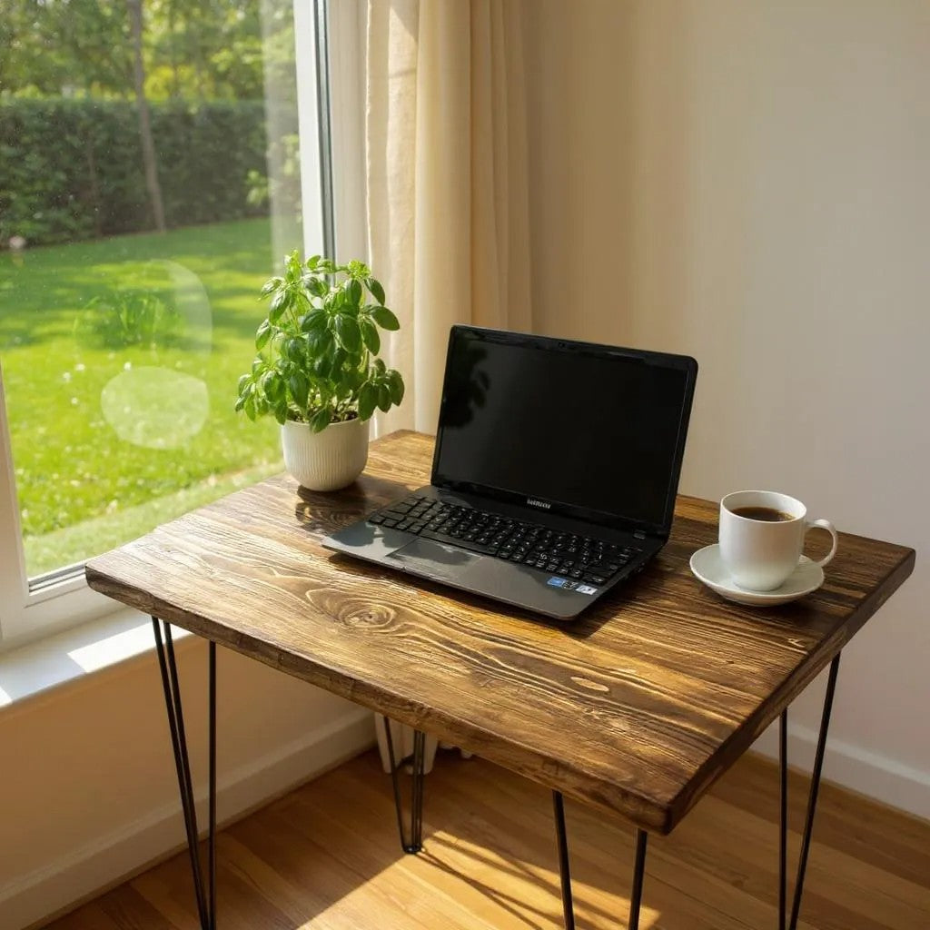 Rustic reclaimed wood desk designed for home office