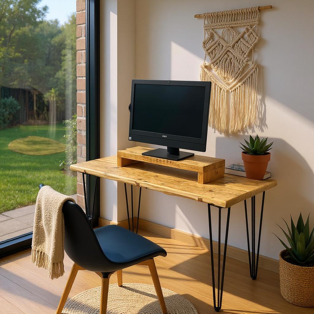 Handmade rustic desk from reclaimed scaffold boards