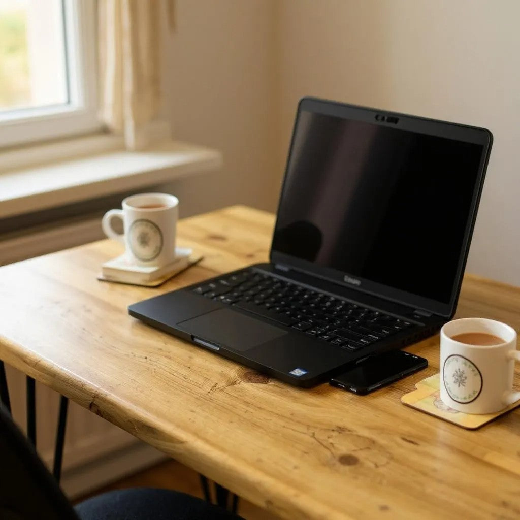 Handmade rustic wooden desk for home office workspace