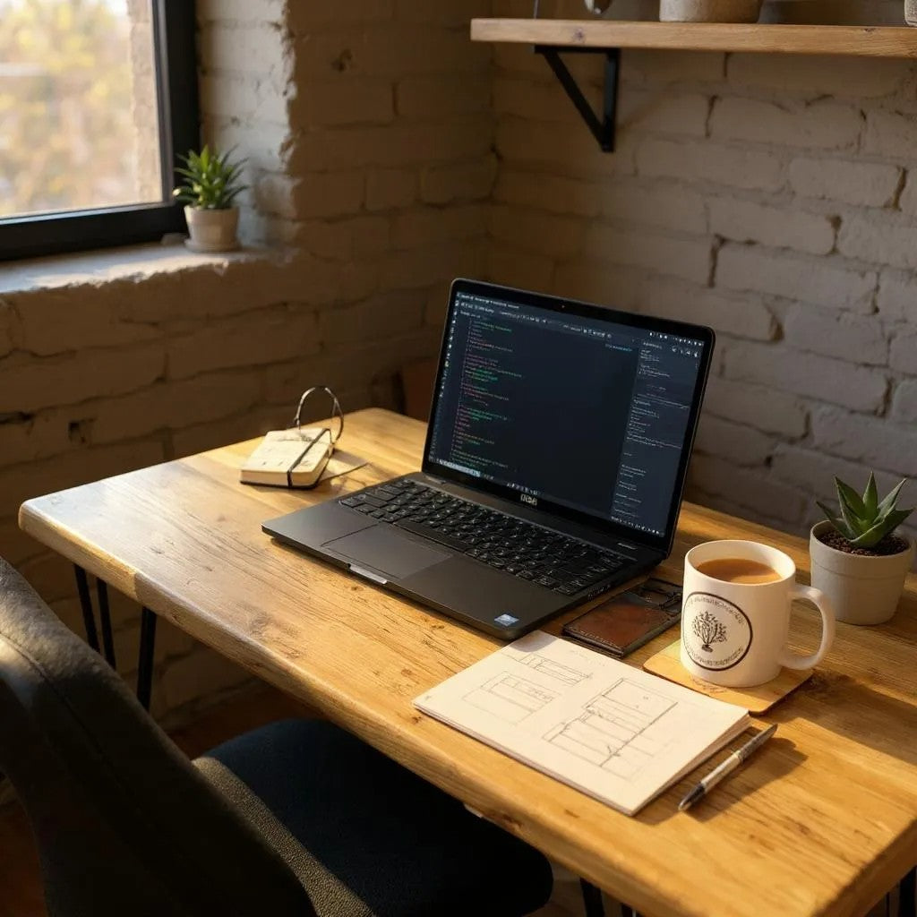 Rustic reclaimed wood writing desk with hairpin legs