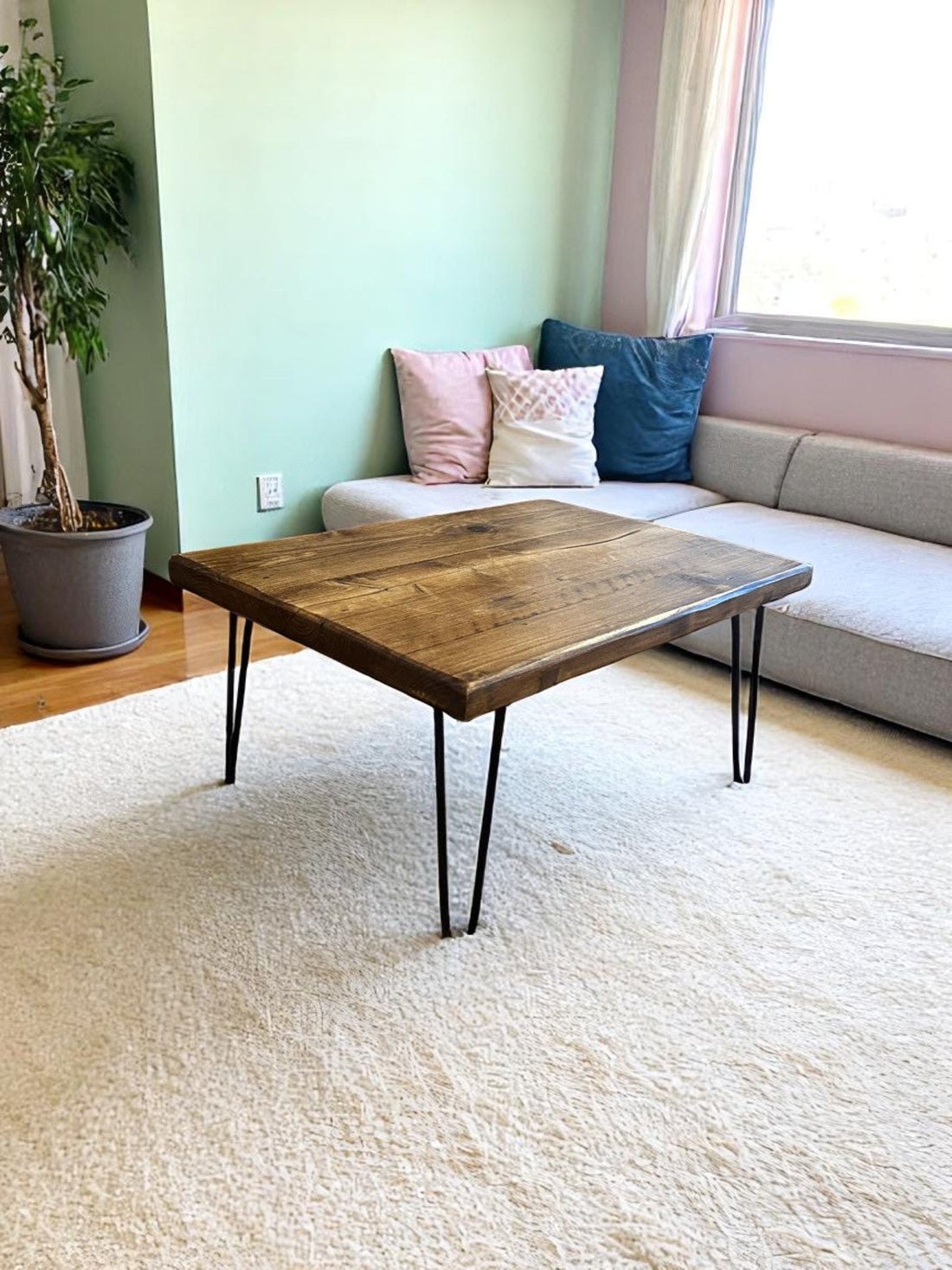 Rustic farmhouse coffee table made from reclaimed wood