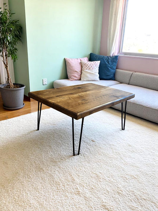 Rustic farmhouse coffee table made from reclaimed wood