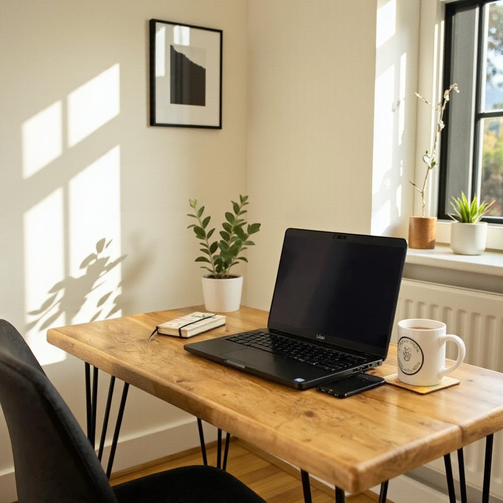 Reclaimed Wood Home Office Desk | Hairpin Legs | UK Made