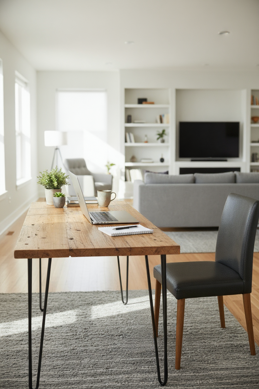 Wooden Desk | Real Wood Industrial Home Office Desk | UK Made