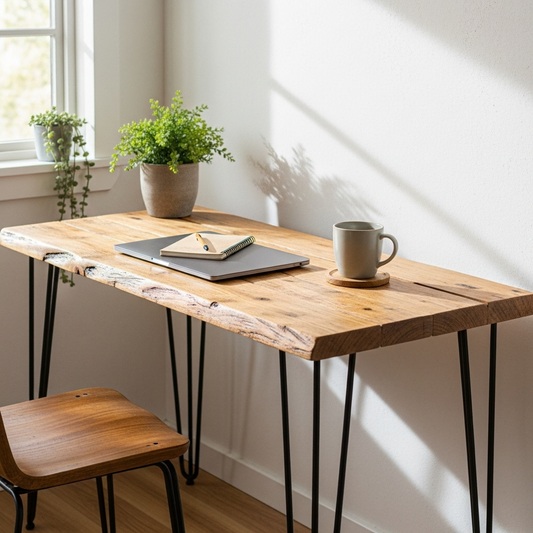 Bureau en bois recyclé UK - Bureau industriel avec pieds épingles | Tailles personnalisées | Livraison gratuite