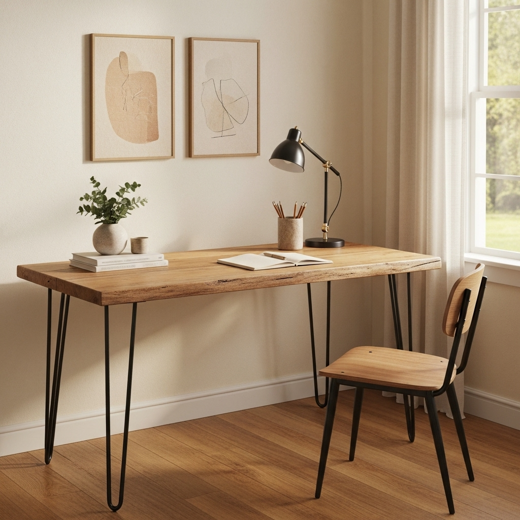 Reclaimed Wood Home Office Desk | Hairpin Legs | UK Made