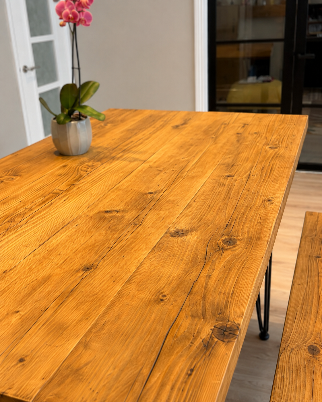 Plateau de Table en Bois de Récupération Fait Main | Dimensions Personnalisées | Surface en Bois Massif Style Rustique Industriel | Fabriqué au Royaume-Uni