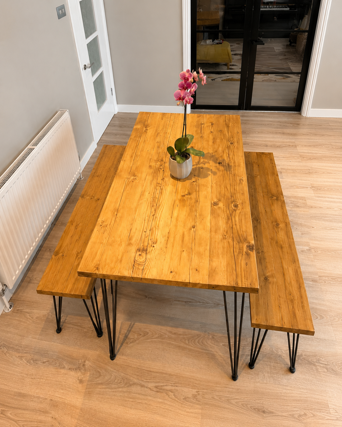 Plateau de Table en Bois de Récupération Fait Main | Dimensions Personnalisées | Surface en Bois Massif Style Rustique Industriel | Fabriqué au Royaume-Uni