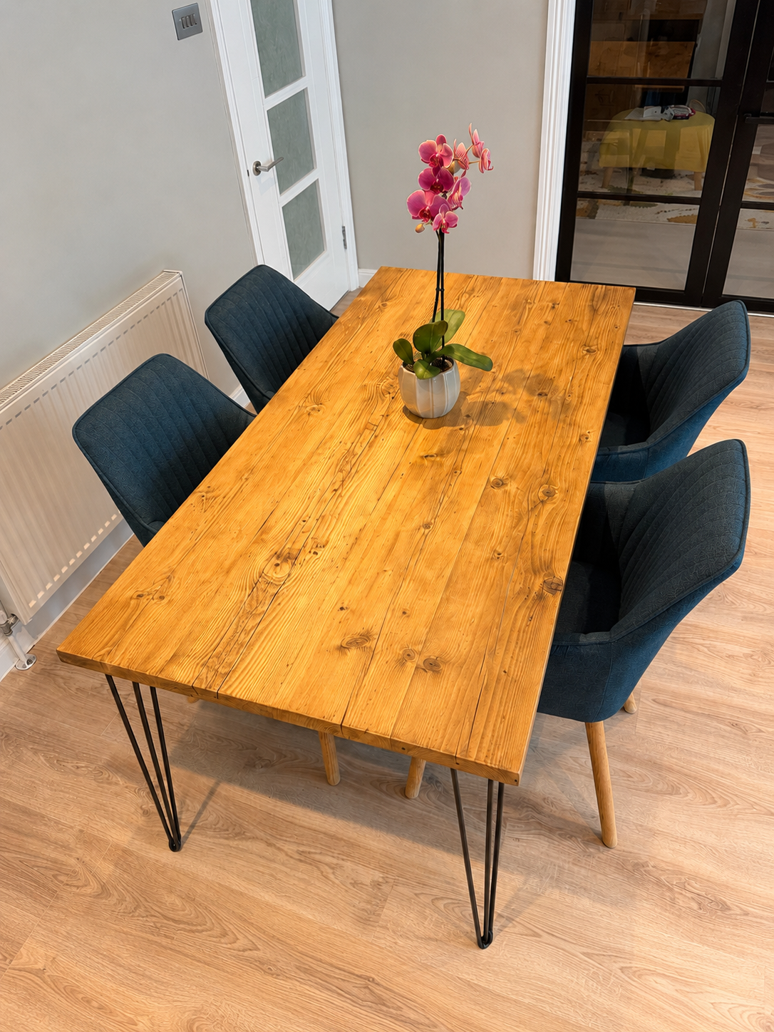 Plateau de Table en Bois de Récupération Fait Main | Dimensions Personnalisées | Surface en Bois Massif Style Rustique Industriel | Fabriqué au Royaume-Uni