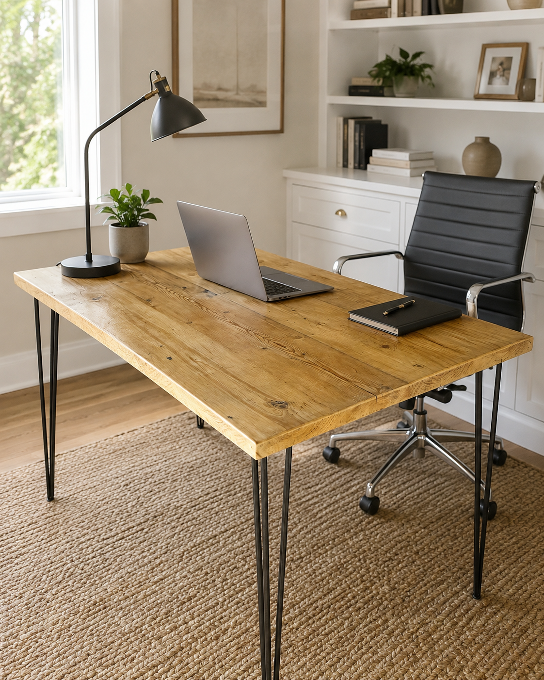 Bureau en bois recyclé UK - Bureau industriel avec pieds épingles | Tailles personnalisées | Livraison gratuite