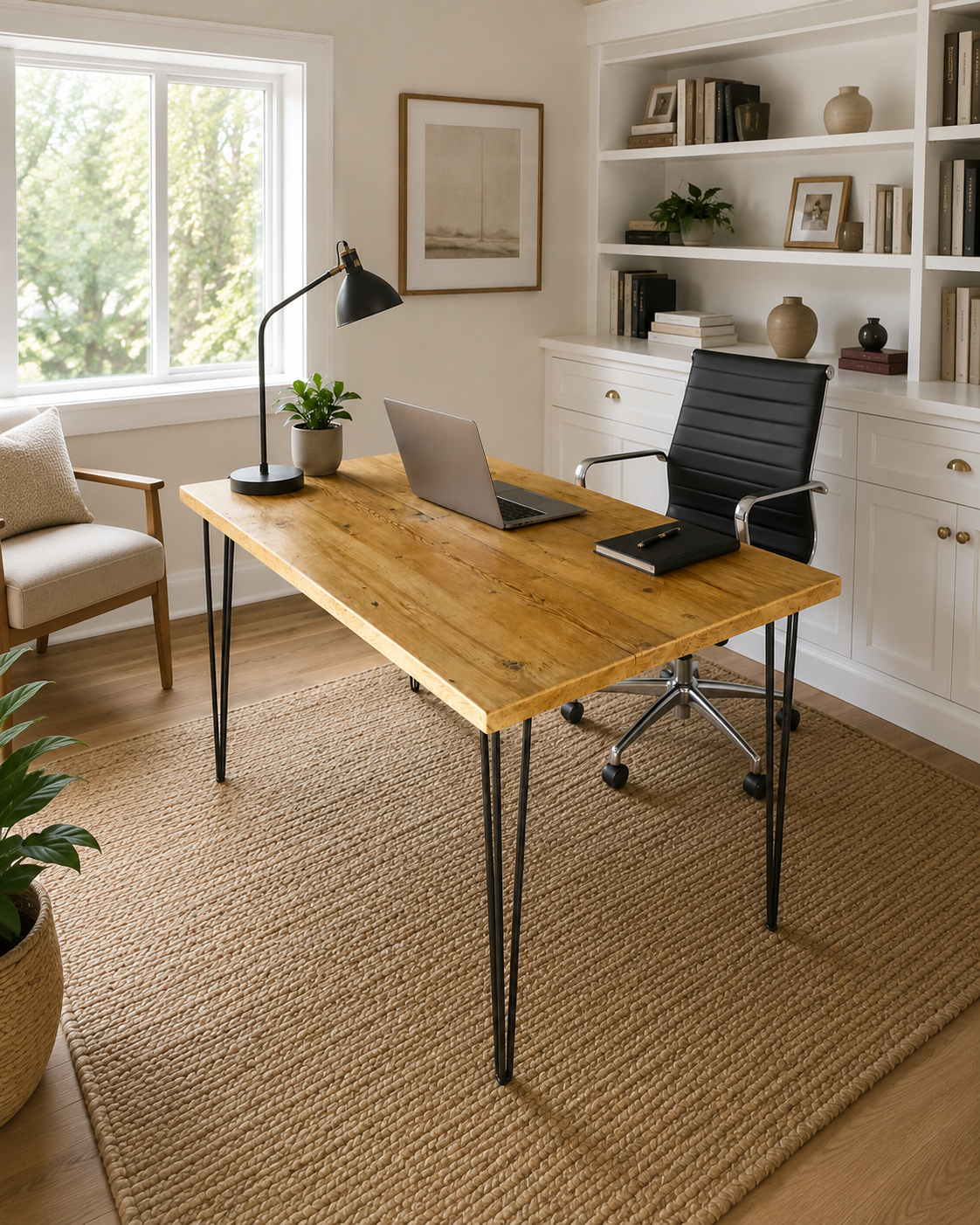 Bureau en bois recyclé UK - Bureau industriel avec pieds épingles | Tailles personnalisées | Livraison gratuite