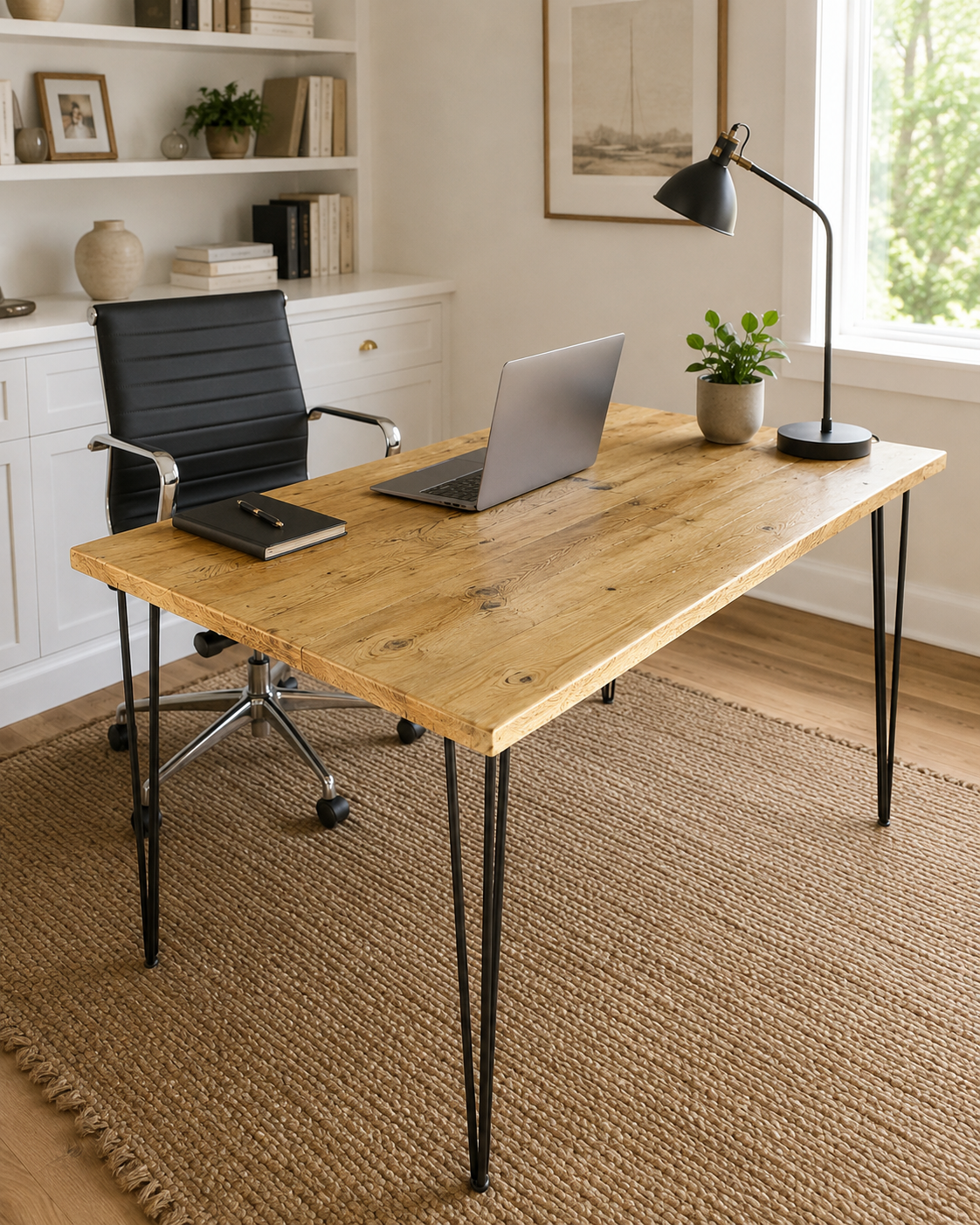 Bureau en bois recyclé UK - Bureau industriel avec pieds épingles | Tailles personnalisées | Livraison gratuite