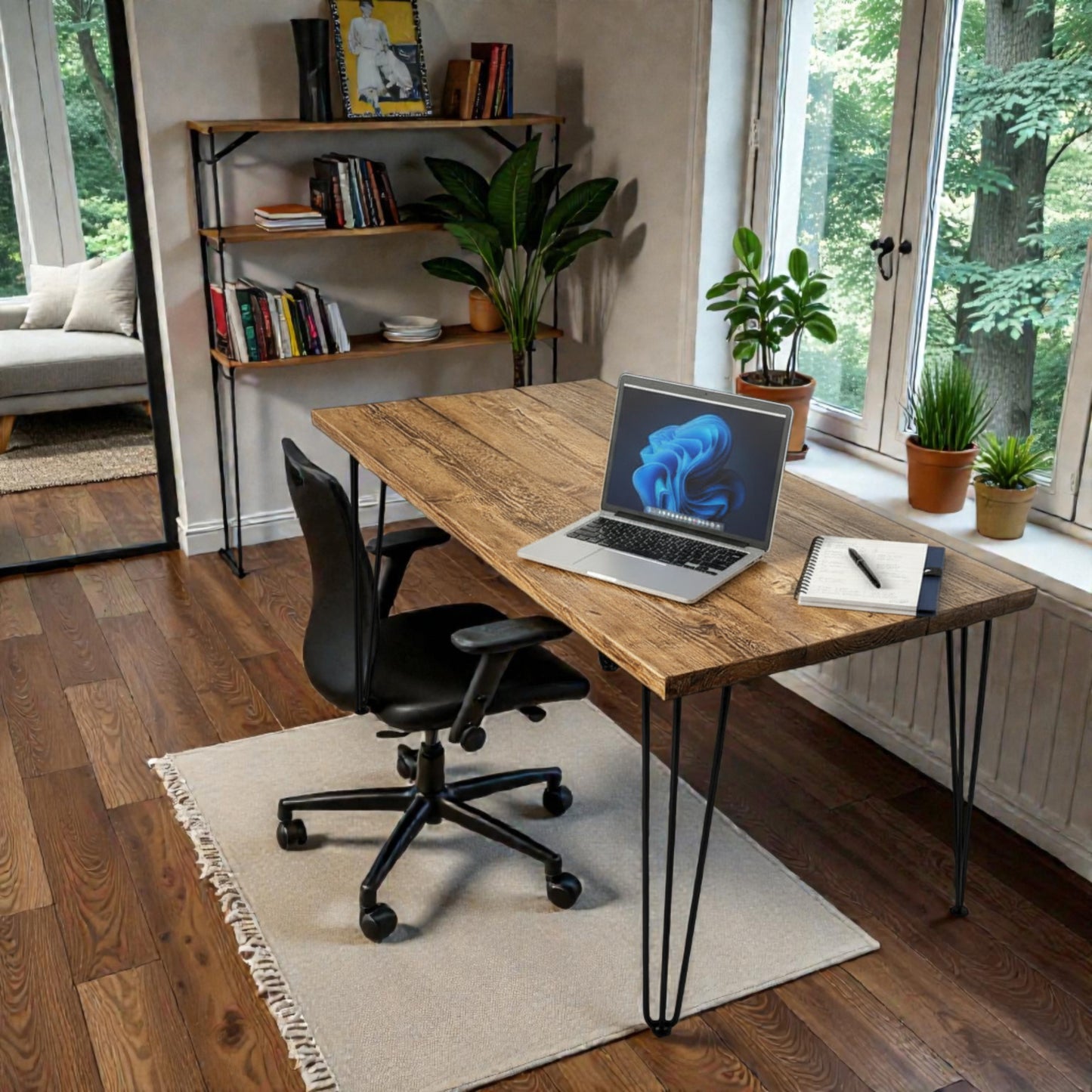 Schreibtisch aus Altholz Großbritannien – Industrieller Home-Office-Schreibtisch mit Haarnadelbeinen | Sondergrößen | Kostenlose Lieferung