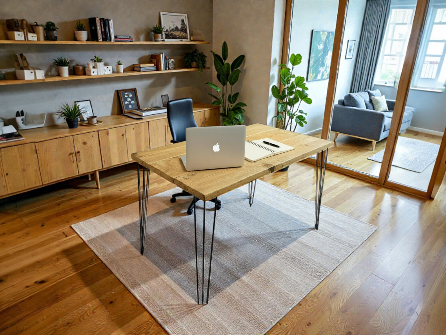 Reclaimed Wood Home Office Desk | Hairpin Legs | UK Made