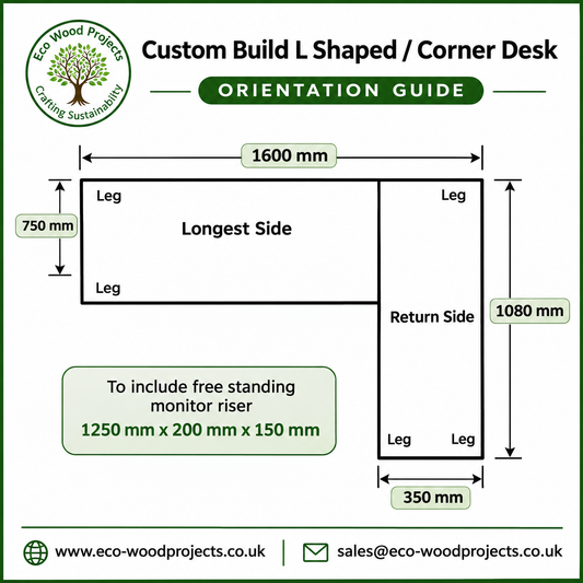 Custom order for Clive L shaped Desk & Monitor Riser