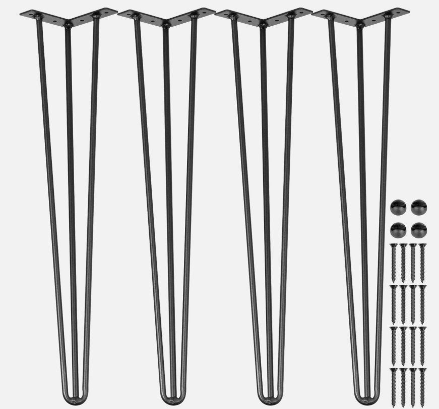 18"/46cm High Hairpin Table Legs – Solid Steel, Powder-Coated, Perfect for Benches & Coffee Tables