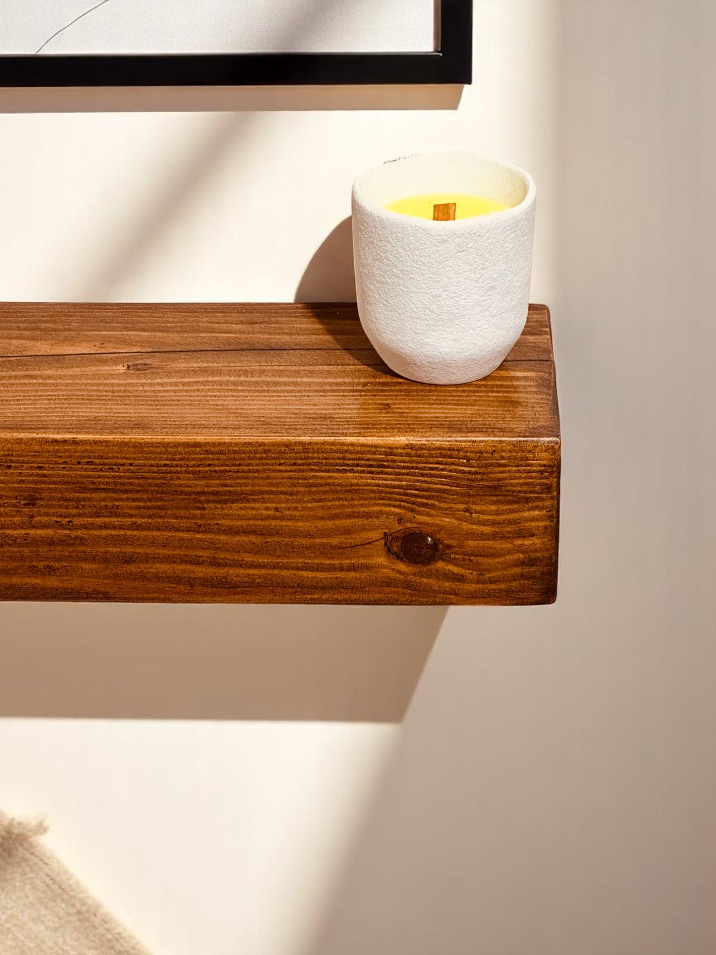 Reclaimed Solid Wood Mantel Beam – Handmade Fireplace Mantel with Pre-Fitted Keyhole Fixings