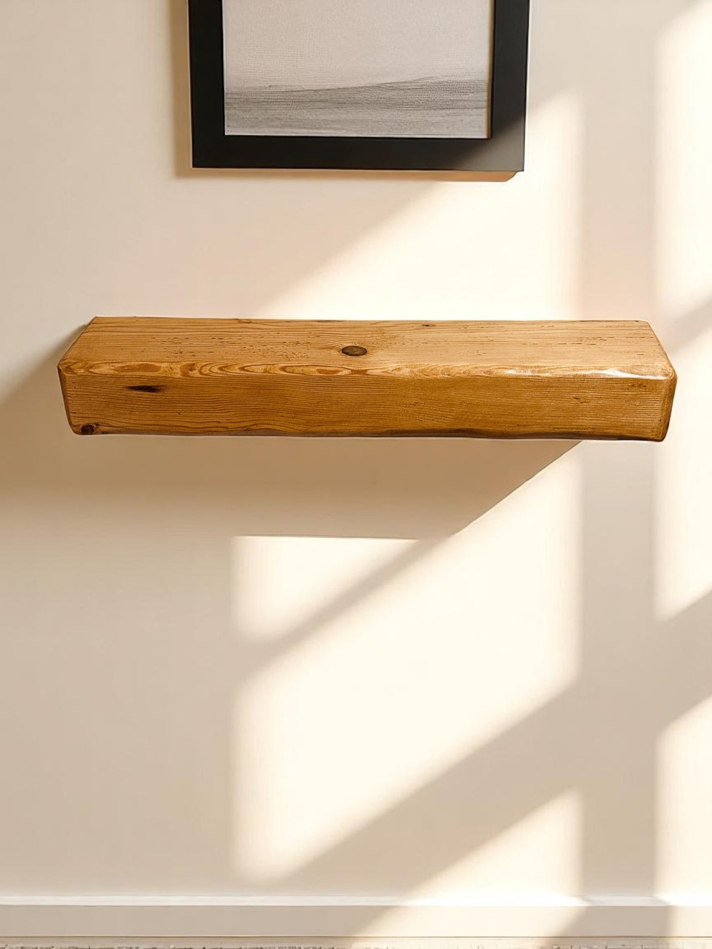 Reclaimed Solid Wood Mantel Beam – Handmade Fireplace Mantel with Pre-Fitted Keyhole Fixings