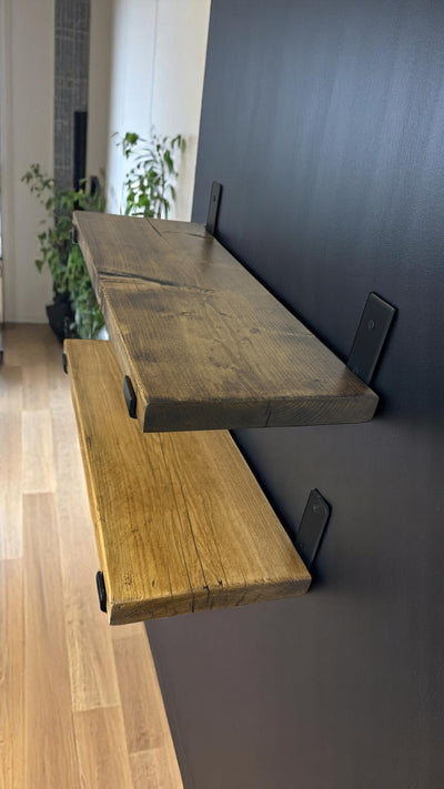 Rustic Wall Shelves, made by hand with Reclaimed Wood and Industrial Metal Brackets