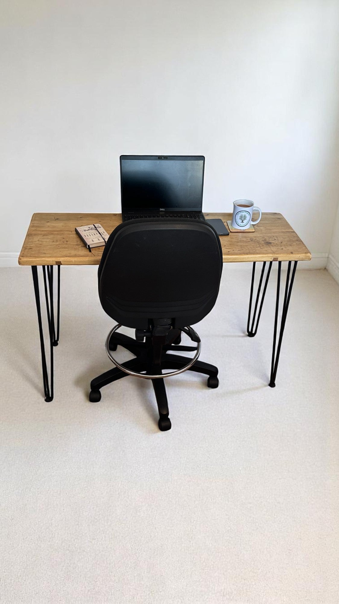 Rustic Home Office Desk, Handmade with Reclaimed Timber and Industrial Metal Hairpin Legs